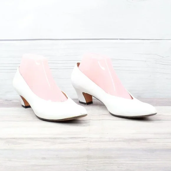 Vtg! Salvatore Ferragamo White Leather Dress Heel Pump Shoes Size 9 AA - Picture 3 of 6